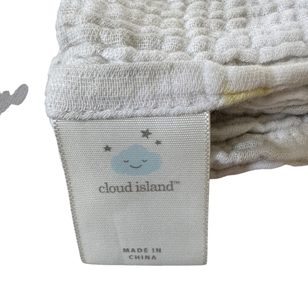 Cloud Island Baby Blanket White Cotton Muslin Gauze Triangle Print Yellow Grey - Picture 2 of 5